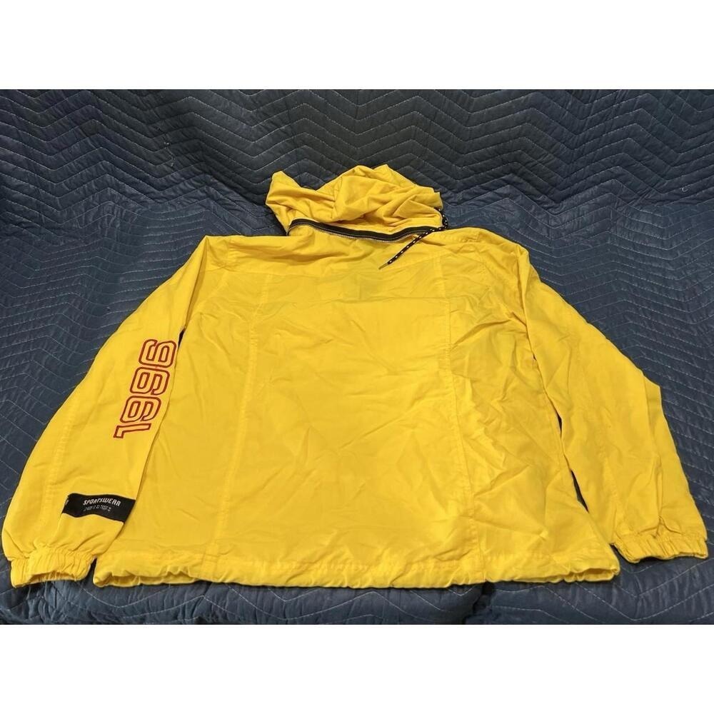 Forever 21 Men Yellow Sport Zone 1996 Pullover Windbreaker Jacket Size L - Picture 8 of 14